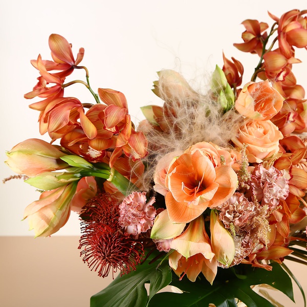 Bouquet with peach cymbidium