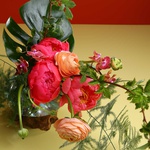 Composition with peonies in a vase