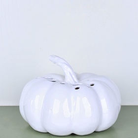 Ceramic pumpkin white with holes