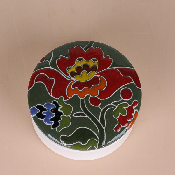 Ceramic box Hetmans'ka, green color