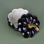 Ceramic pumpkin black with gold with lid