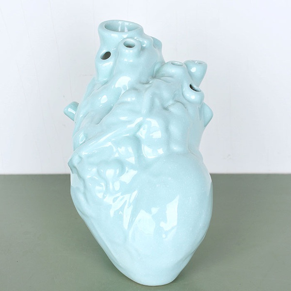 Керамическая ваза "Сердце" бирюзовая
