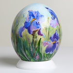 Painted egg "Blue irises"