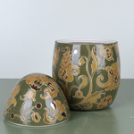 Ceramic egg - box "Hetmans'ka" green with gold