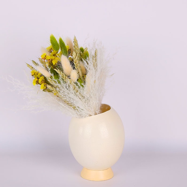 Ostrich egg with dried flowers