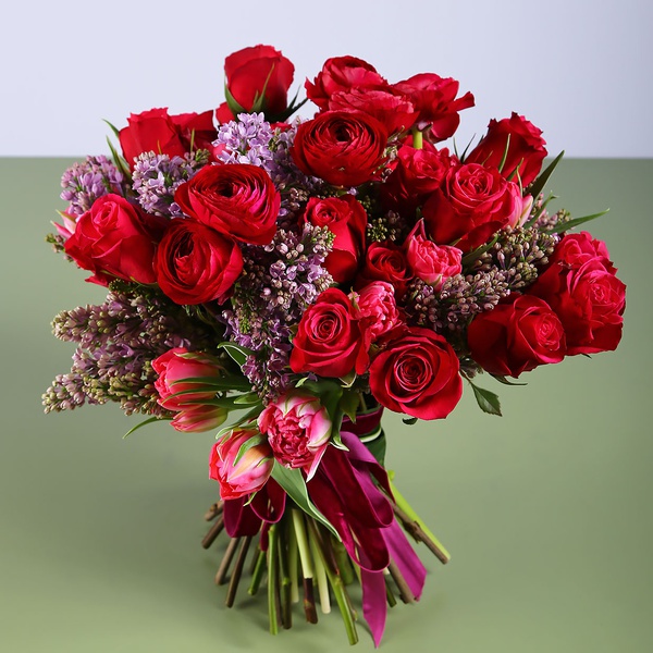 Bouquet with red ranunculus
