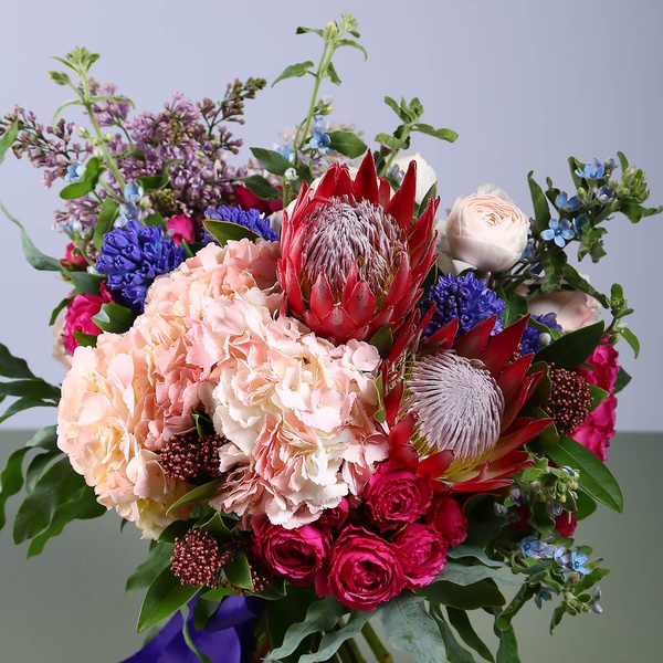 Bright bouquet with protea