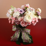 Prefabricated bouquet white-pink with peonies