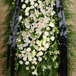 Funeral wreath with white cymbidium