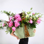 Floral composition "Marrakech" olive with peonies in bag