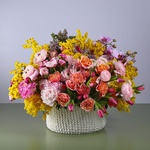 Floral composition "Marrakech" with peonies and ranunculus