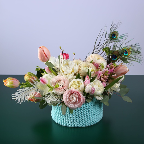 Floral composition "Marrakech" with white peonies