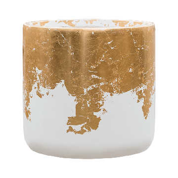 Planter Baq Luxe Lite Glossy  Cylinder white-gold, L
