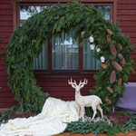 Wreath of pine needles and deer