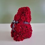 Цветочная композиция "Мишка" из красных роз