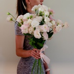 Bouquet of eustoma white-pink