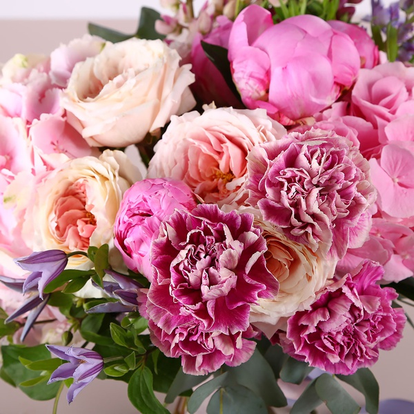 Summer bouquet with pink hydrangea