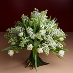 Bouquet of 25 tulips and lilacs