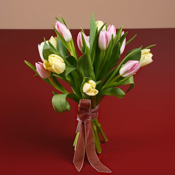 Bouquet of 15 delicate tulips