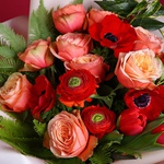 Bouquet with red anemones
