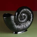 Ceramic vase "Lunar spiral" black mother-of-pearl