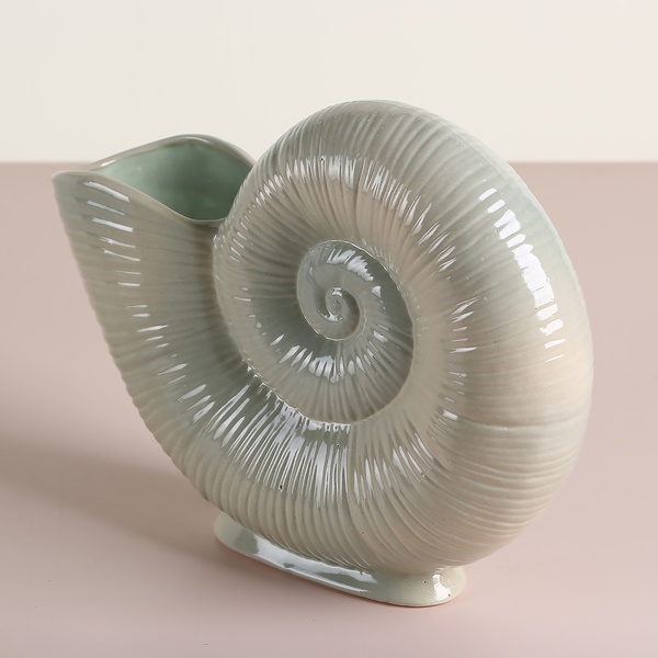 Ceramic vase "Lunar spiral" gray