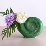 Ceramic vase "Moon Spiral" green, large