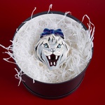 Новорічна керамічна куля "Тигр" білий з розписом