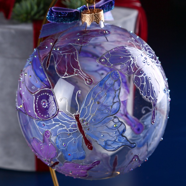 Christmas ball "Butterfly" in stained glass technique