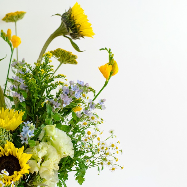 Ethno bouquet with sunflowers