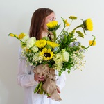 Ethno bouquet with sunflowers