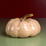 Ceramic pumpkin beige with lid