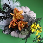 Floral composition in gray pumpkin