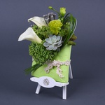 Flowers in an envelope in shades of green