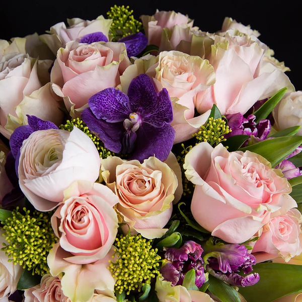 Bouquet in gentle colors in a vase