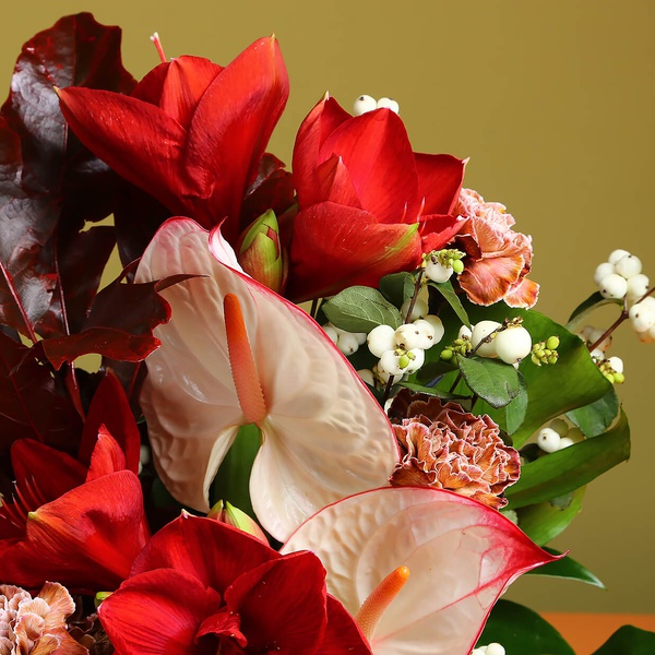 Bouquet for a man with anthurium and amaryllis