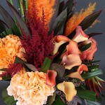 Men's bouquet with orange hydrangea