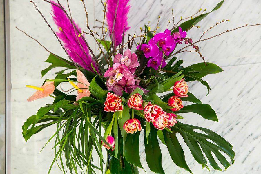 Interior floral arrangements at Borispol airport may 2019