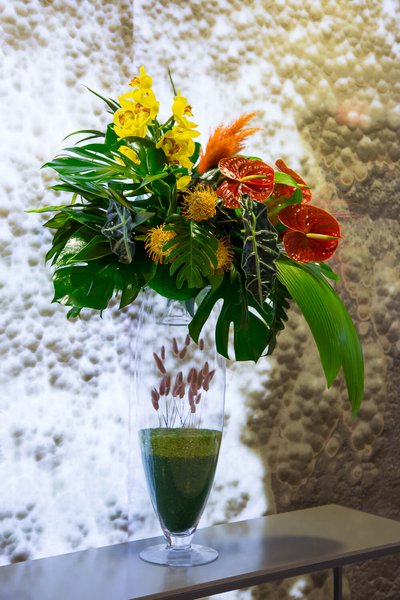 Interior floral arrangements at Borispol airport July 2019