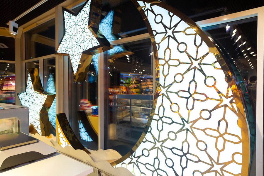 A star showcase for the "Roshen" store in Kyiv