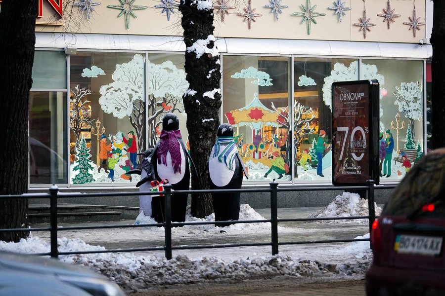 Winter decoration for Lviv Roshen Store 2017
