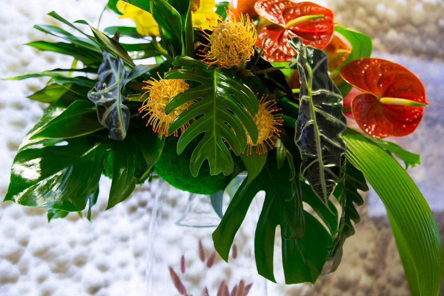 Interior floral arrangements at Borispol airport July 2019