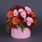 Flower composition with artichoke and rowan