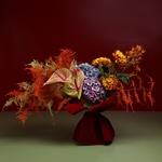 Bouquet with chrysanthemum and asparagus