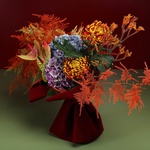 Bouquet with chrysanthemum and asparagus