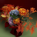 Bouquet with chrysanthemum and asparagus