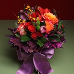 Bouquet purple-orange with ilex