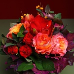 Bouquet purple-orange with ilex