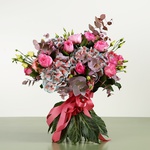Bouquet of hydrangea and eucalyptus