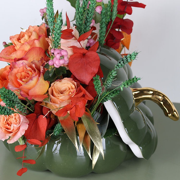 Composition in a ceramic pumpkin "Autumn Symphony"